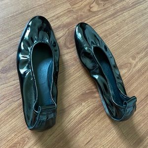 French Patton leather Black flats